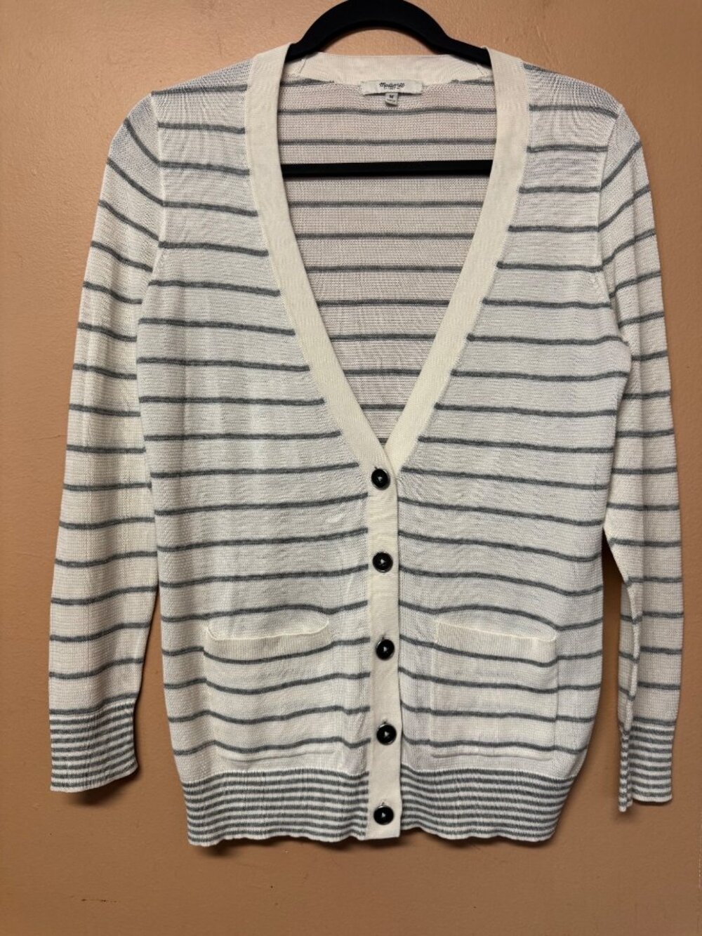 Madewell Button Front Light Weight Cotton Knit Cardigan Sweater M Preppy